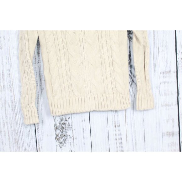 LL Bean Double L Cable Sweater Zip Cardigan Cream Size XS - Picture 3 of 10